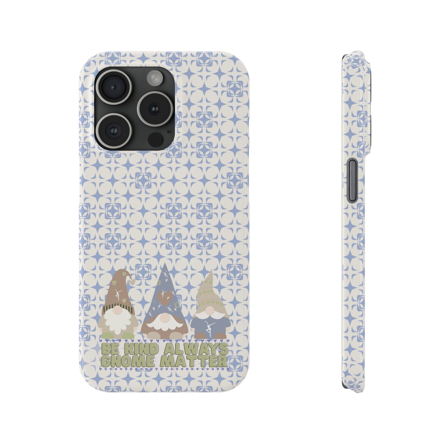 Slim Phone Case - dmb - gnomes - kindness - be kind always - blue - green - pastel - fits most iphone models