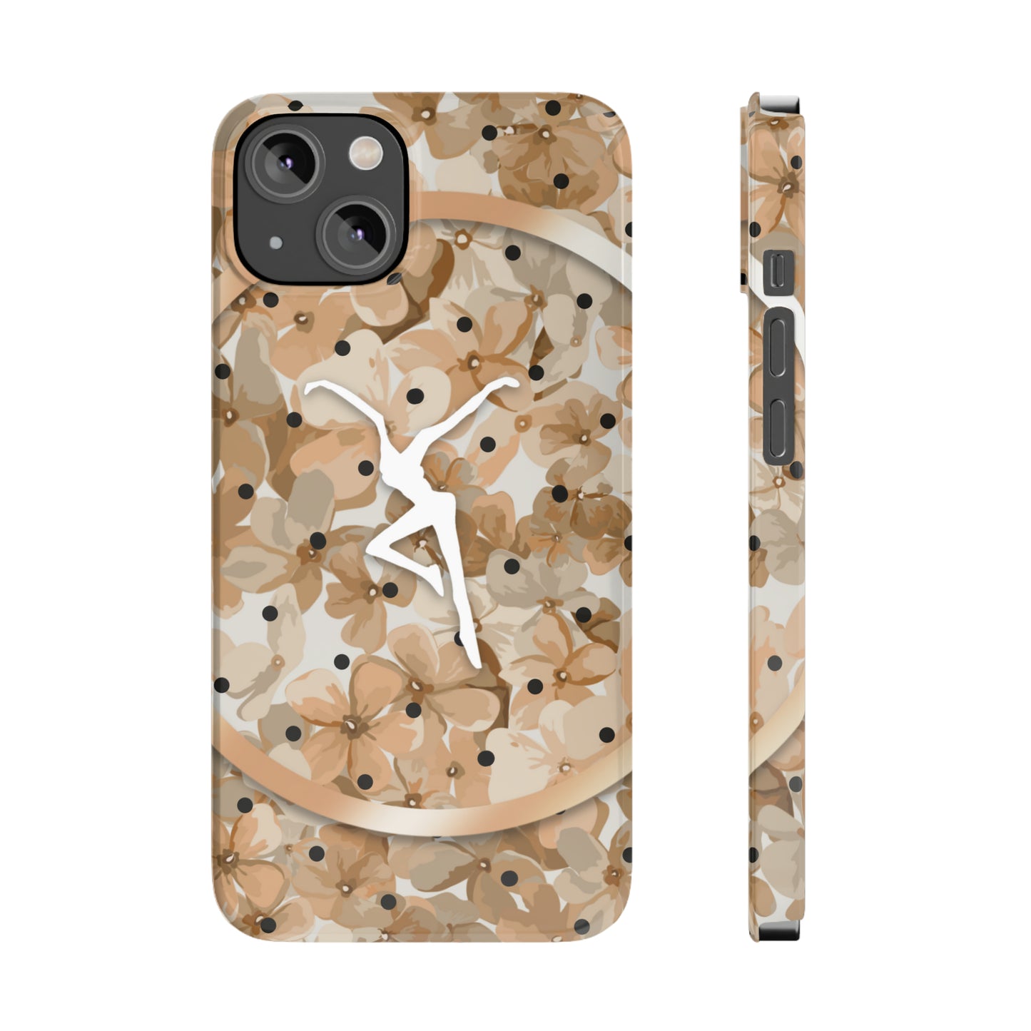 Slim Phone Case - iPhone - dmb - design13 - fd - beige - flowers - polka dots