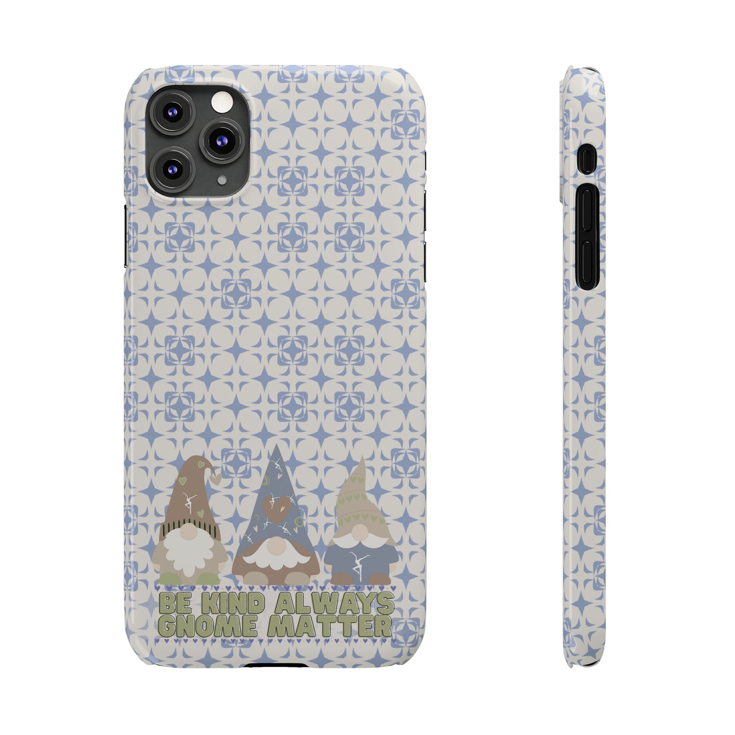 Slim Phone Case - dmb - gnomes - kindness - be kind always - blue - green - pastel - fits most iphone models