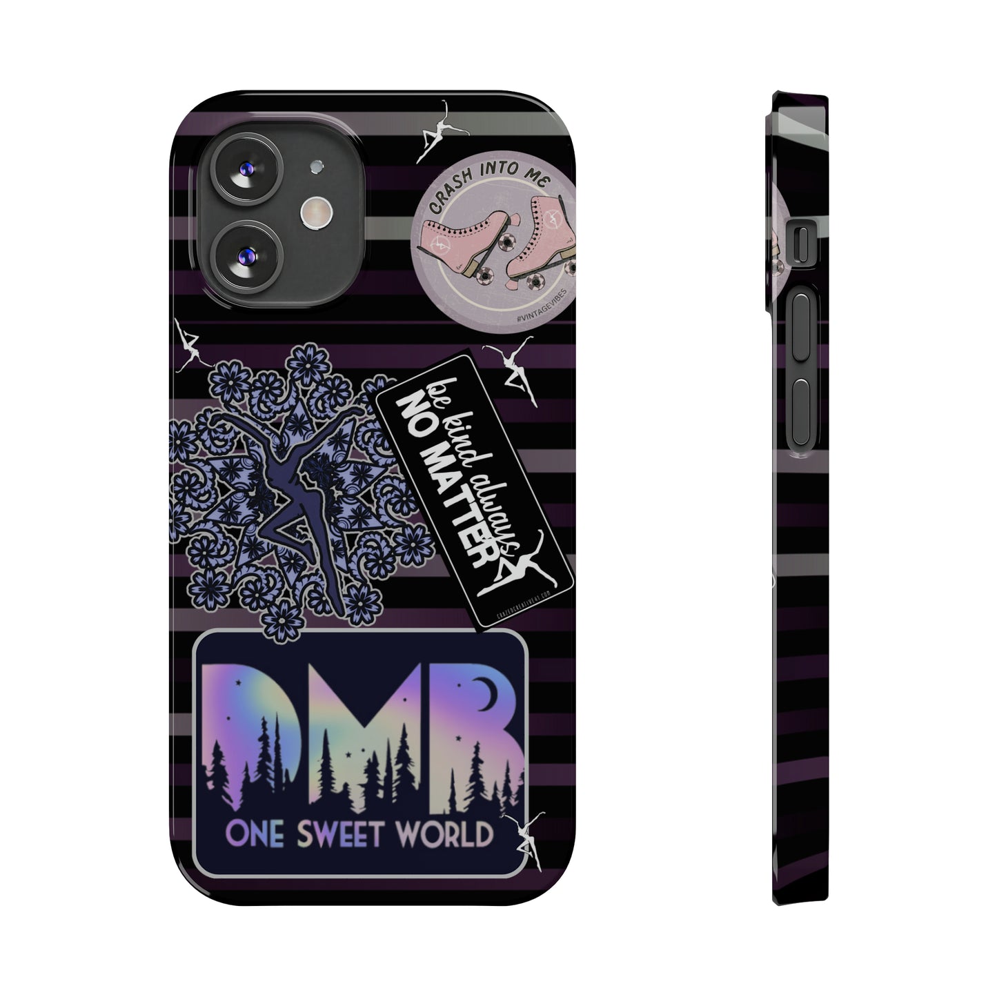 Slim Phone Case - iPhone - dmb - design6 - purple/stripes/stickers