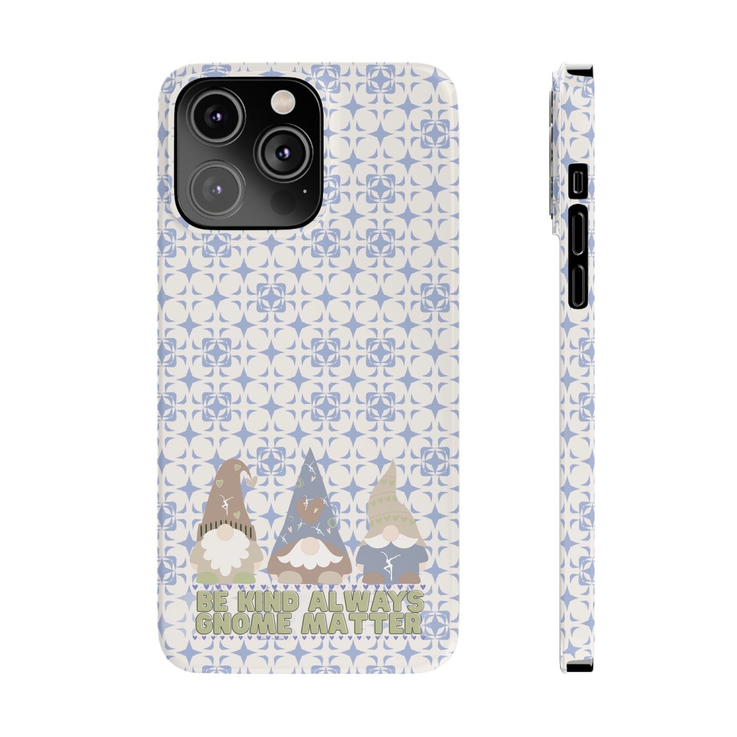 Slim Phone Case - dmb - gnomes - kindness - be kind always - blue - green - pastel - fits most iphone models