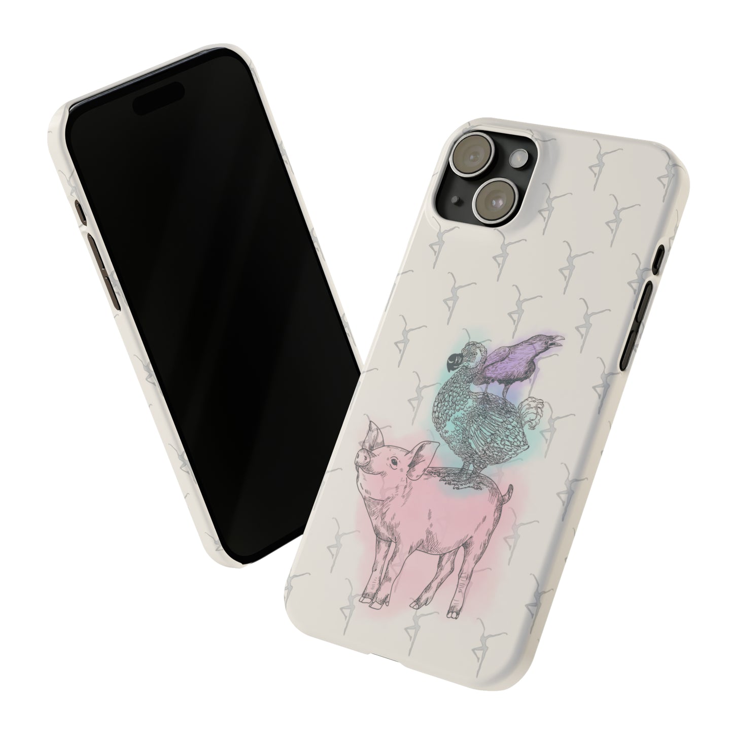 Slim Phone Case - dmb - fd - pig - dodo - raven - watercolor - ivory