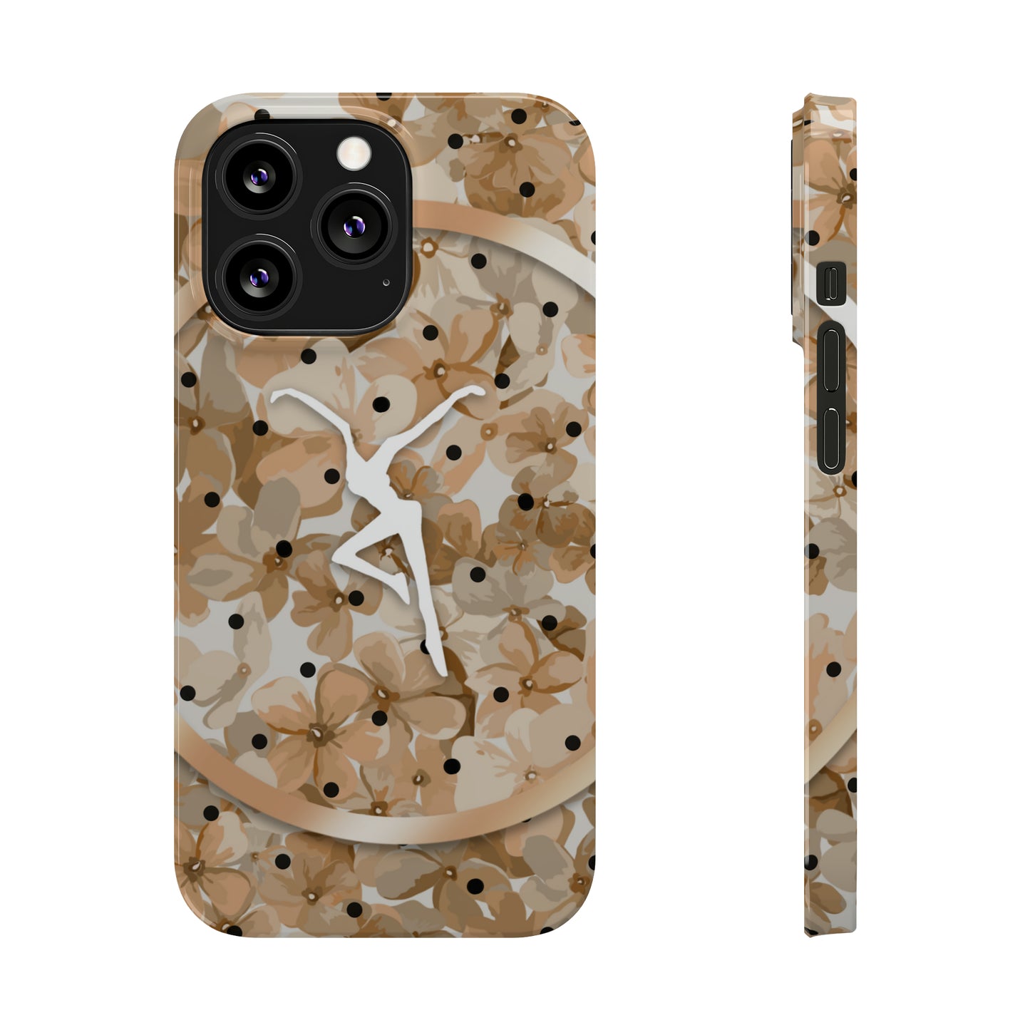 Slim Phone Case - iPhone - dmb - design13 - fd - beige - flowers - polka dots