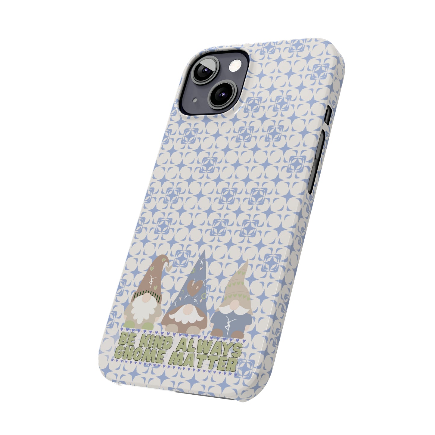 Slim Phone Case - dmb - gnomes - kindness - be kind always - blue - green - pastel - fits most iphone models