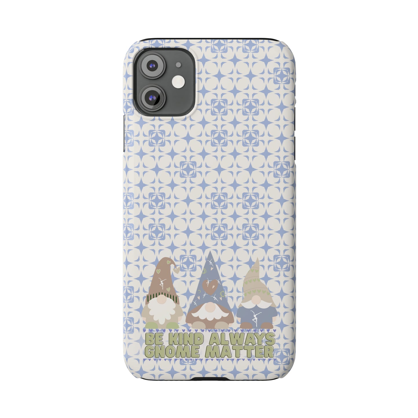 Slim Phone Case - dmb - gnomes - kindness - be kind always - blue - green - pastel - fits most iphone models