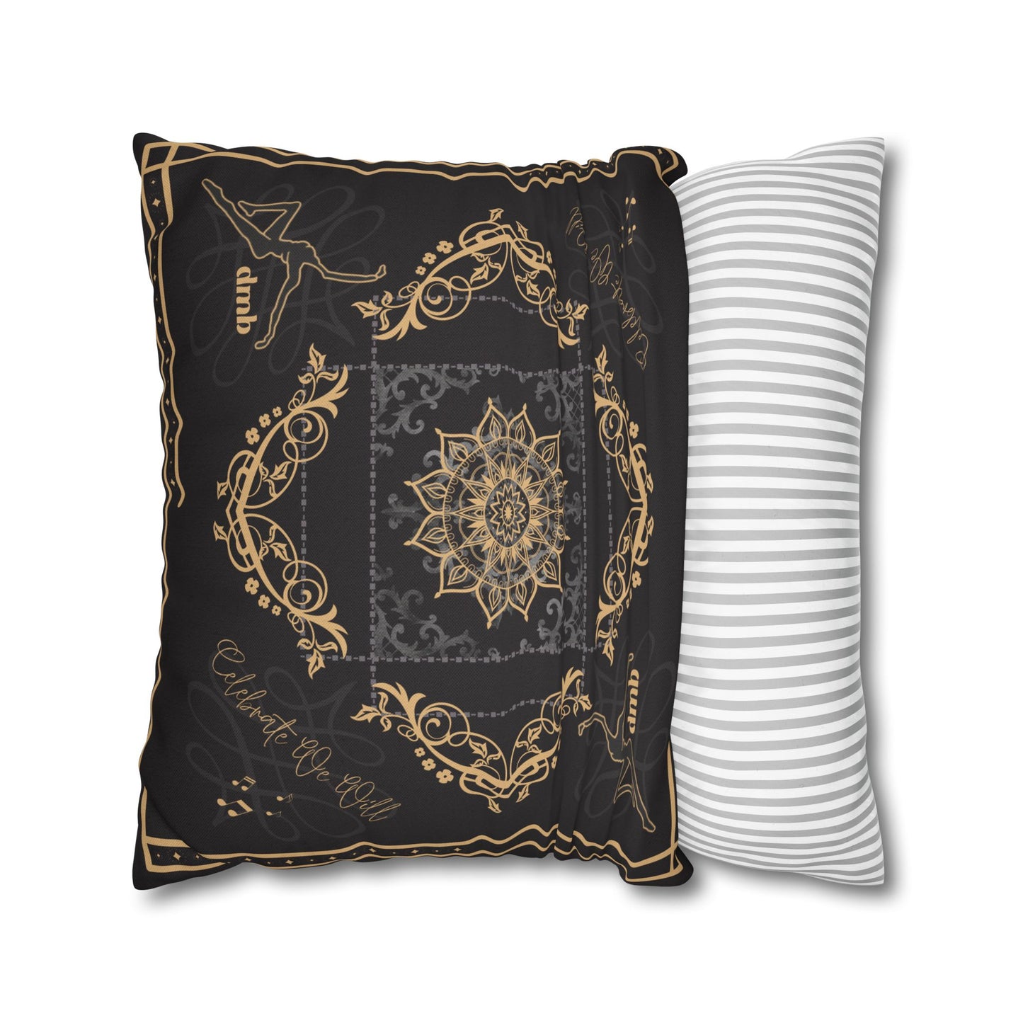 Square Pillow Case - *pillow not included - dmb - black gold - celebrate we will