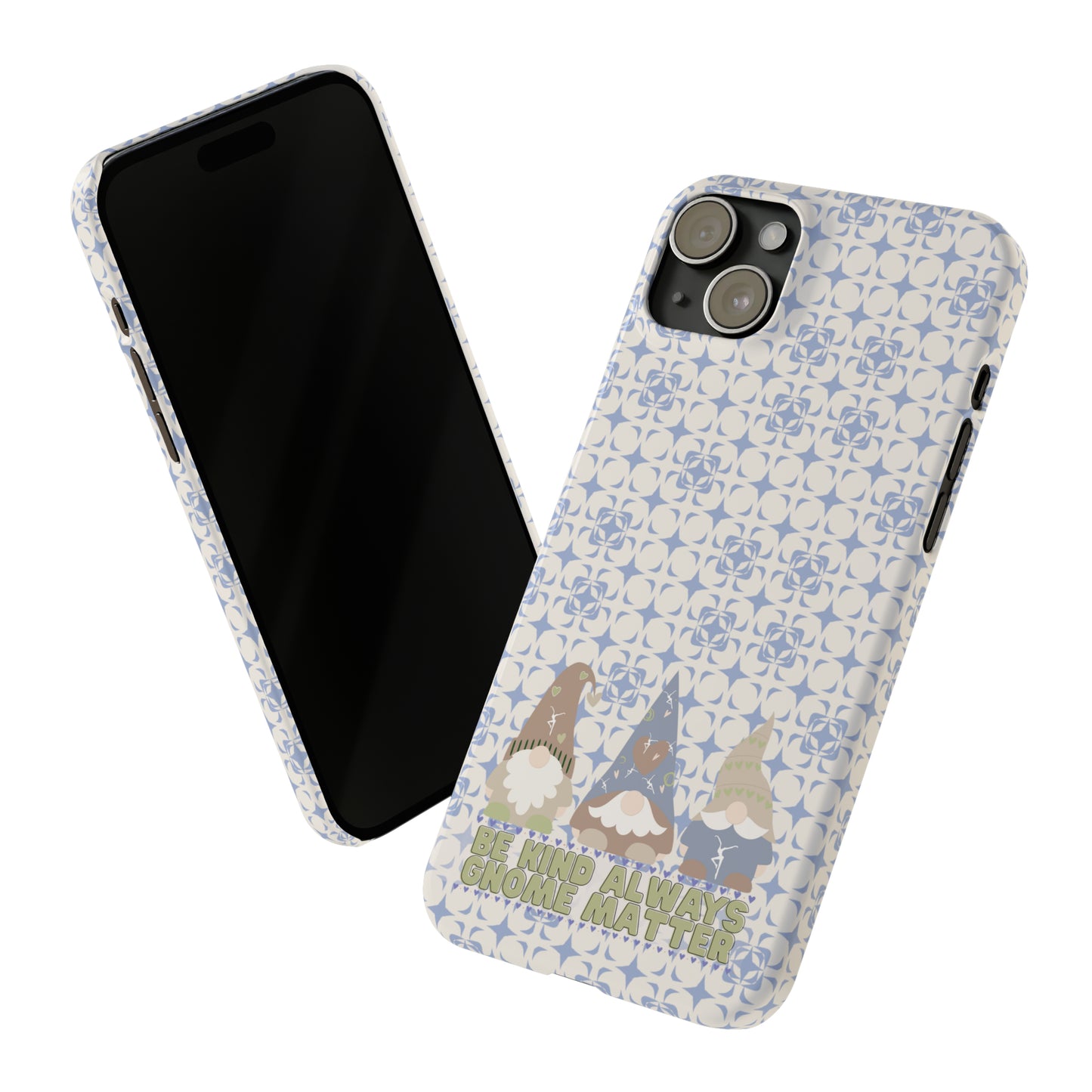 Slim Phone Case - dmb - gnomes - kindness - be kind always - blue - green - pastel - fits most iphone models