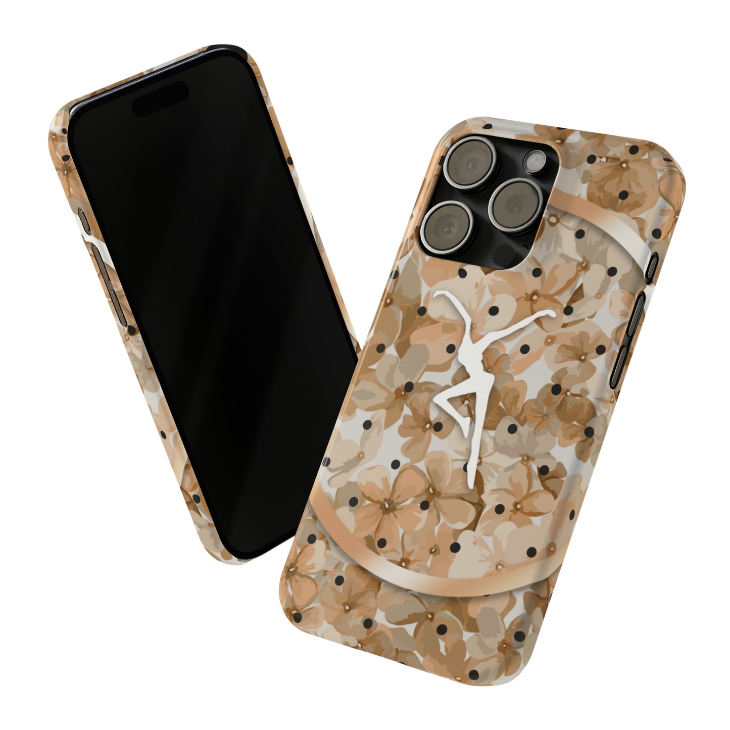 Slim Phone Case - iPhone - dmb - design13 - fd - beige - flowers - polka dots