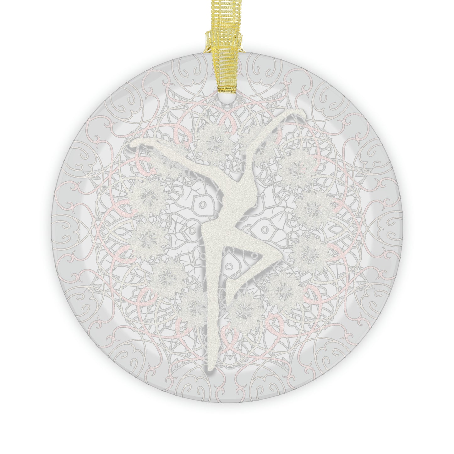 glass ornament -- DMB -- peach/ivory mandala