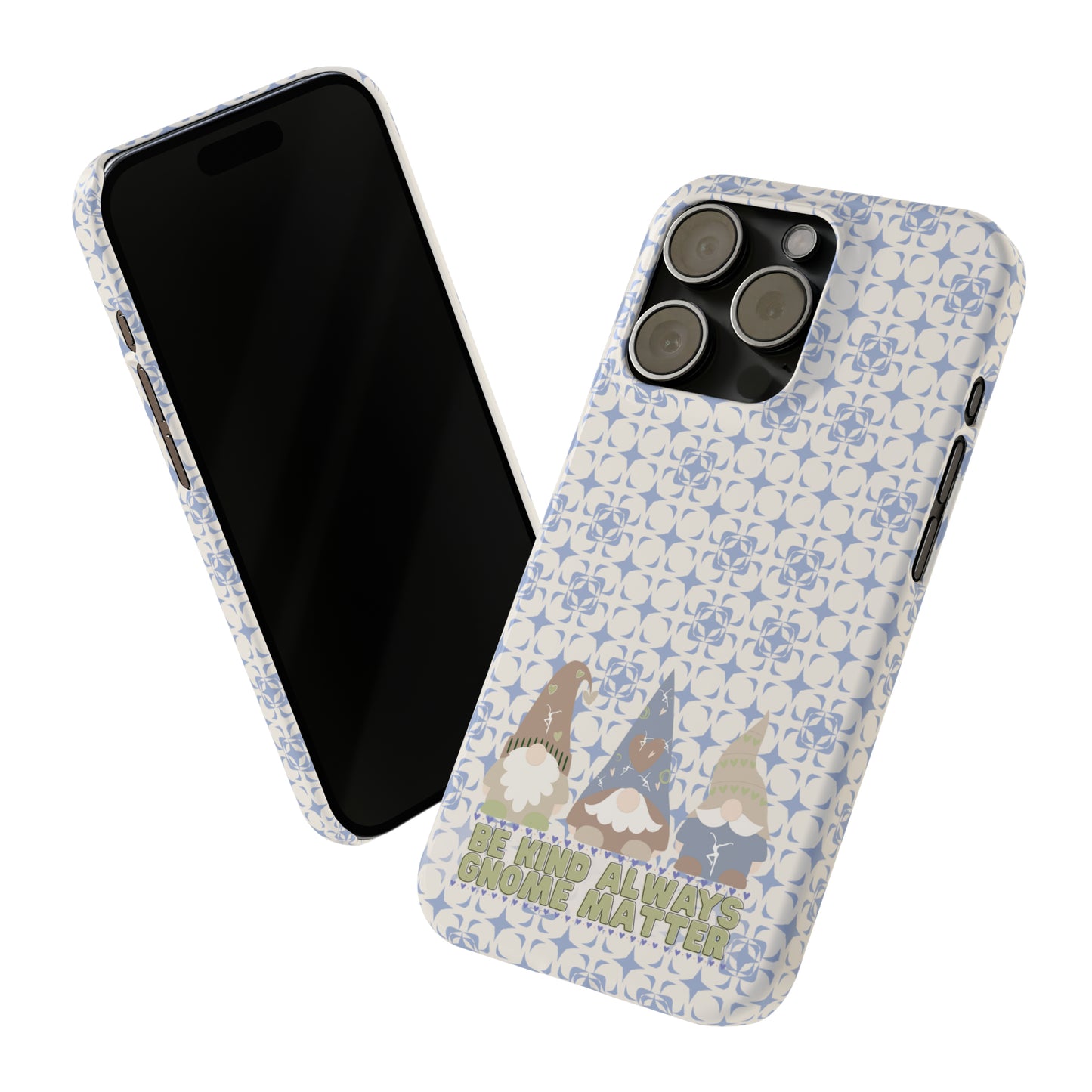 Slim Phone Case - dmb - gnomes - kindness - be kind always - blue - green - pastel - fits most iphone models