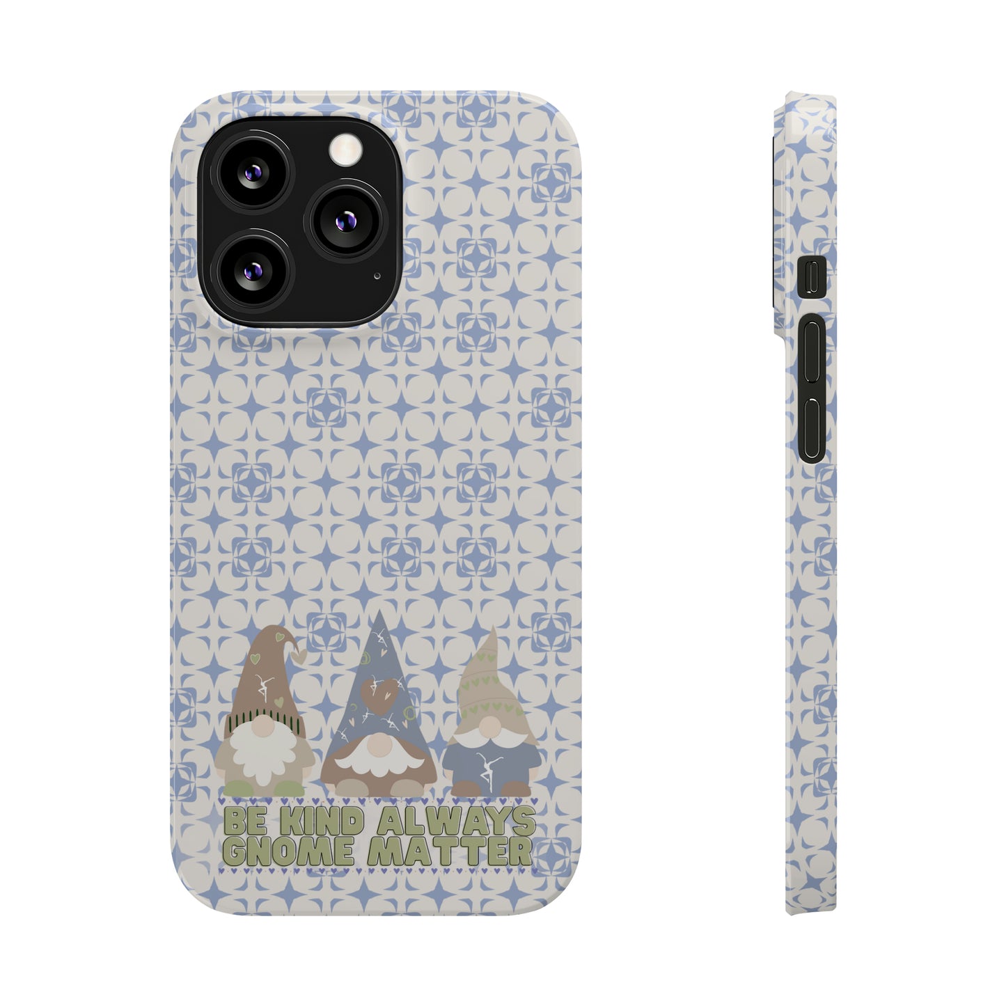 Slim Phone Case - dmb - gnomes - kindness - be kind always - blue - green - pastel - fits most iphone models