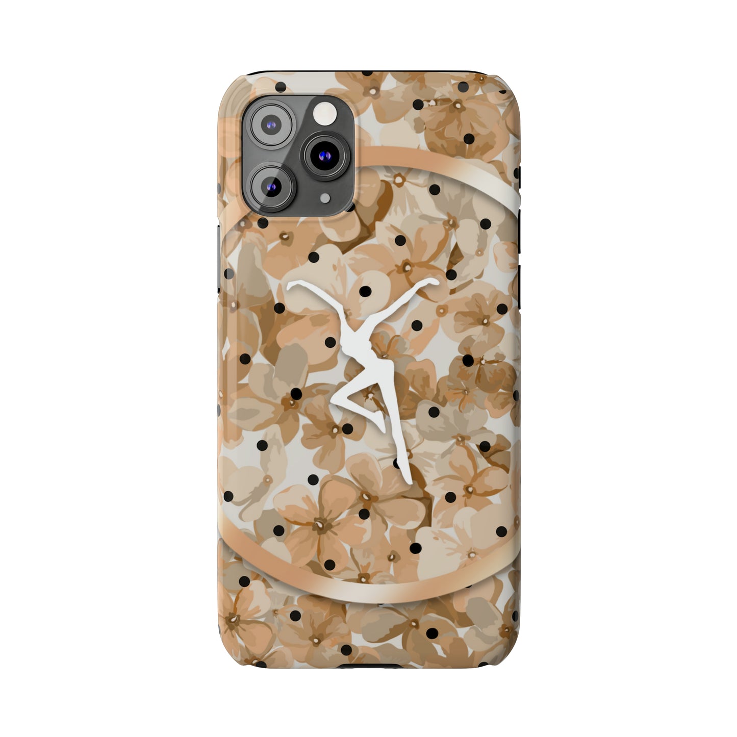 Slim Phone Case - iPhone - dmb - design13 - fd - beige - flowers - polka dots