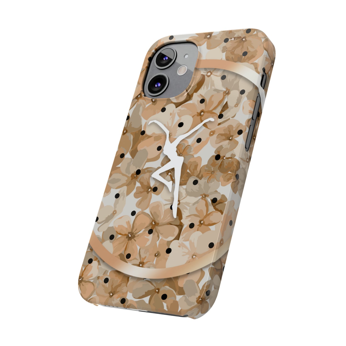 Slim Phone Case - iPhone - dmb - design13 - fd - beige - flowers - polka dots