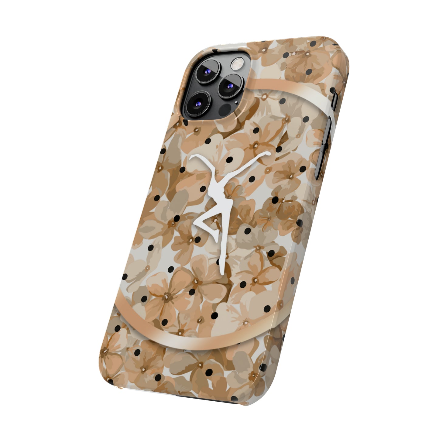 Slim Phone Case - iPhone - dmb - design13 - fd - beige - flowers - polka dots