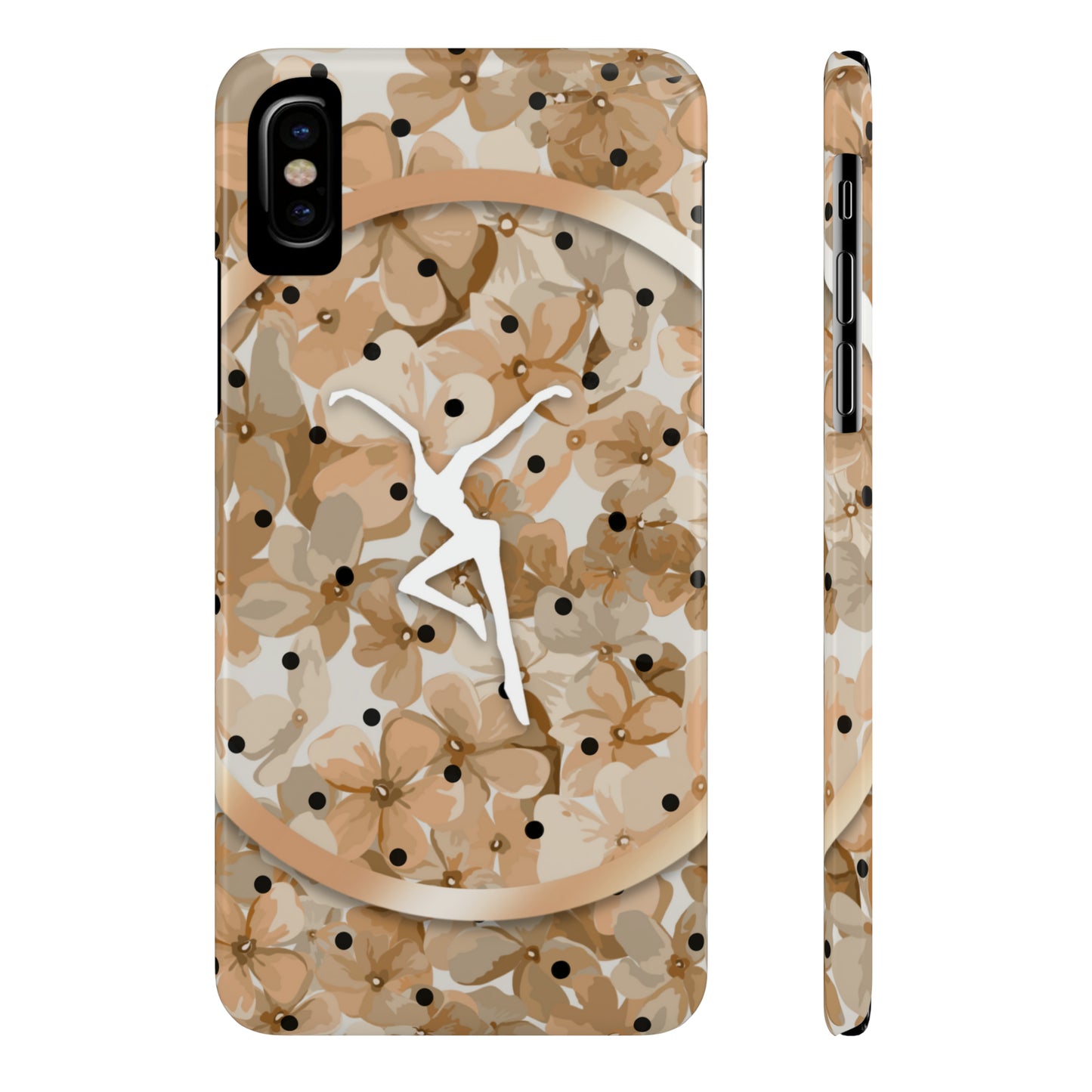 Slim Phone Case - iPhone - dmb - design13 - fd - beige - flowers - polka dots