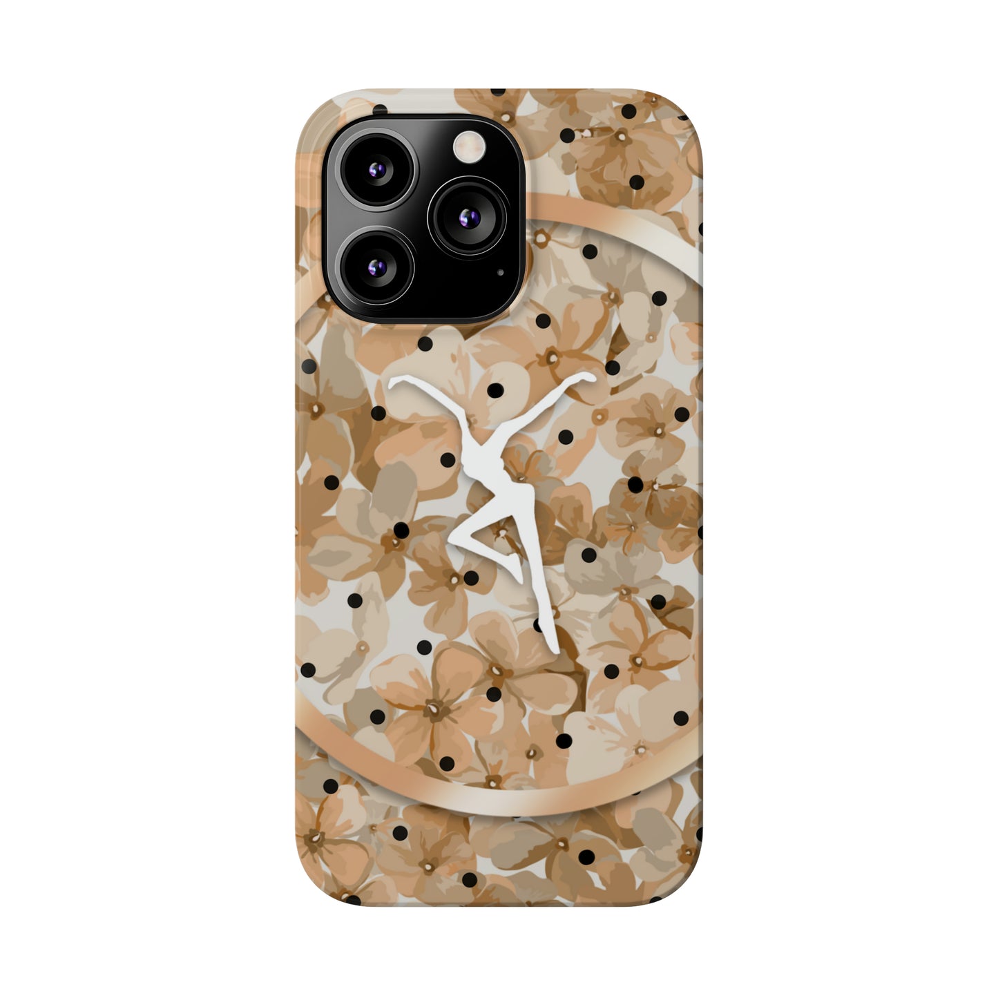 Slim Phone Case - iPhone - dmb - design13 - fd - beige - flowers - polka dots