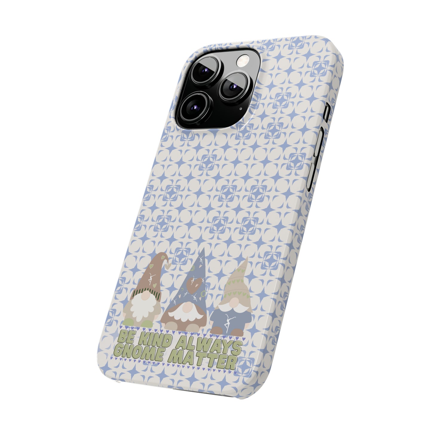 Slim Phone Case - dmb - gnomes - kindness - be kind always - blue - green - pastel - fits most iphone models