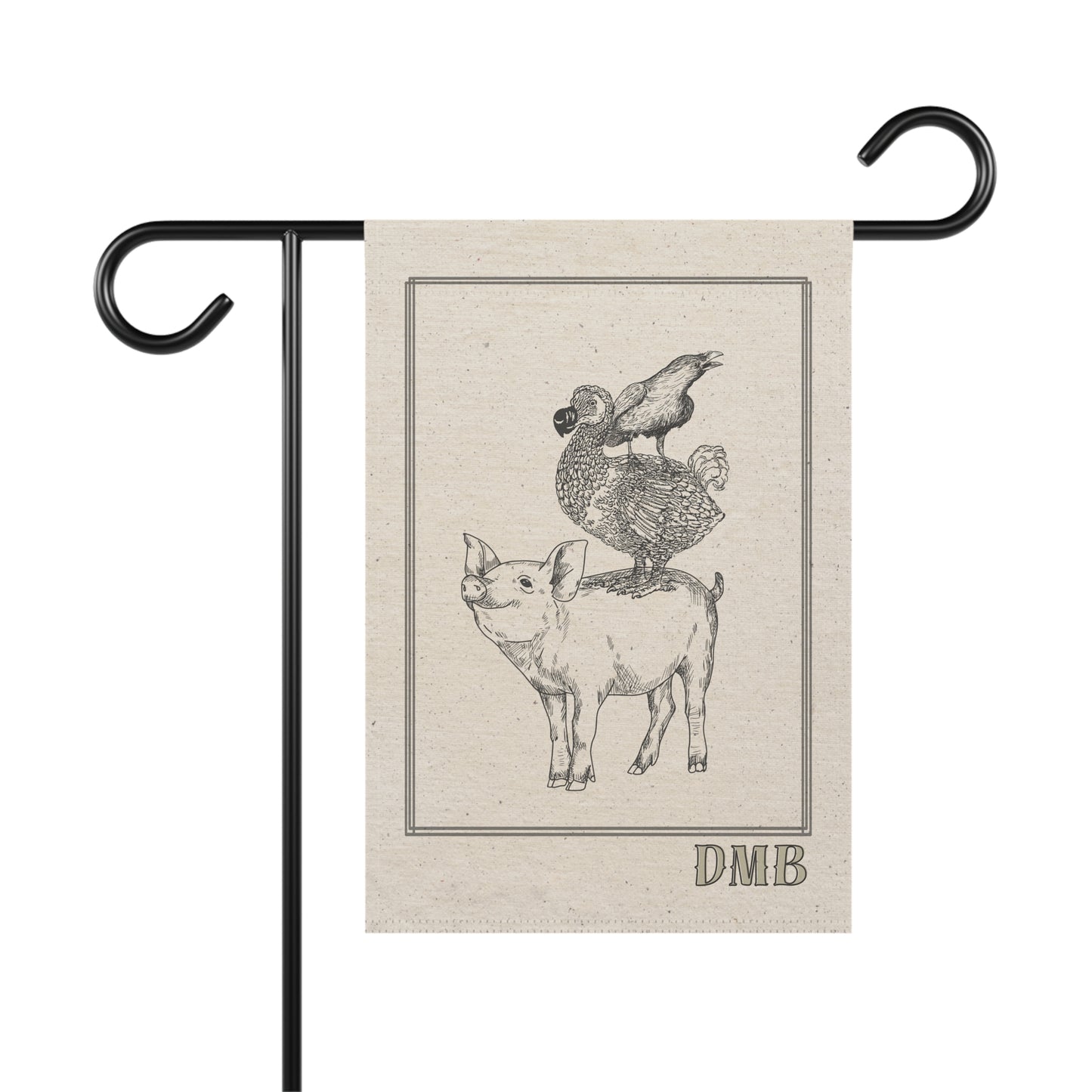 Home/garden flag -  12"x18" indoor/outdoor - double sided - DMB - pig/dodo/raven - sleeve at top -*POLE NOT INCLUDED