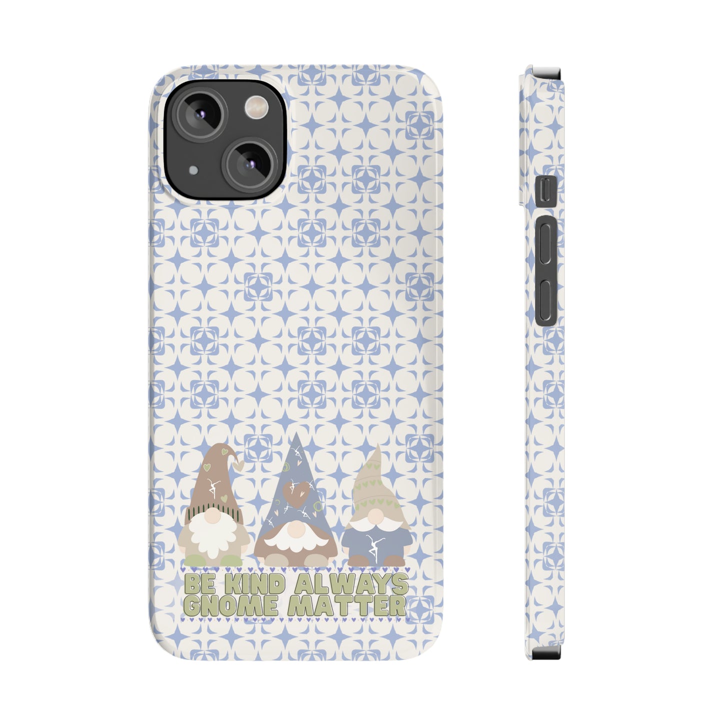 Slim Phone Case - dmb - gnomes - kindness - be kind always - blue - green - pastel - fits most iphone models