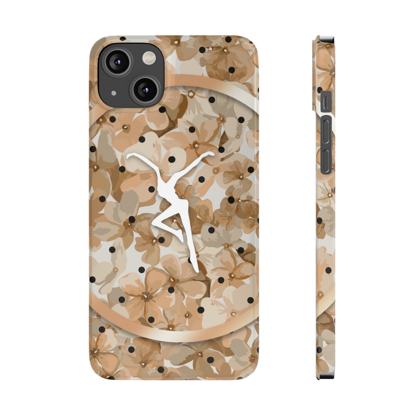 Slim Phone Case - iPhone - dmb - design13 - fd - beige - flowers - polka dots