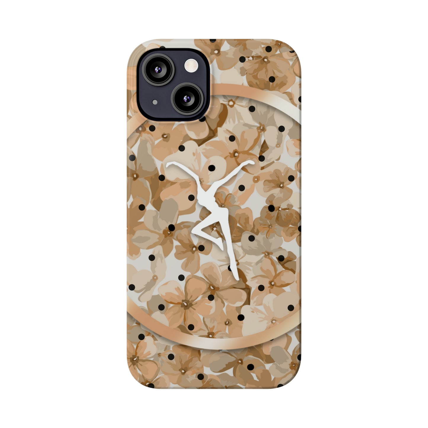 Slim Phone Case - iPhone - dmb - design13 - fd - beige - flowers - polka dots