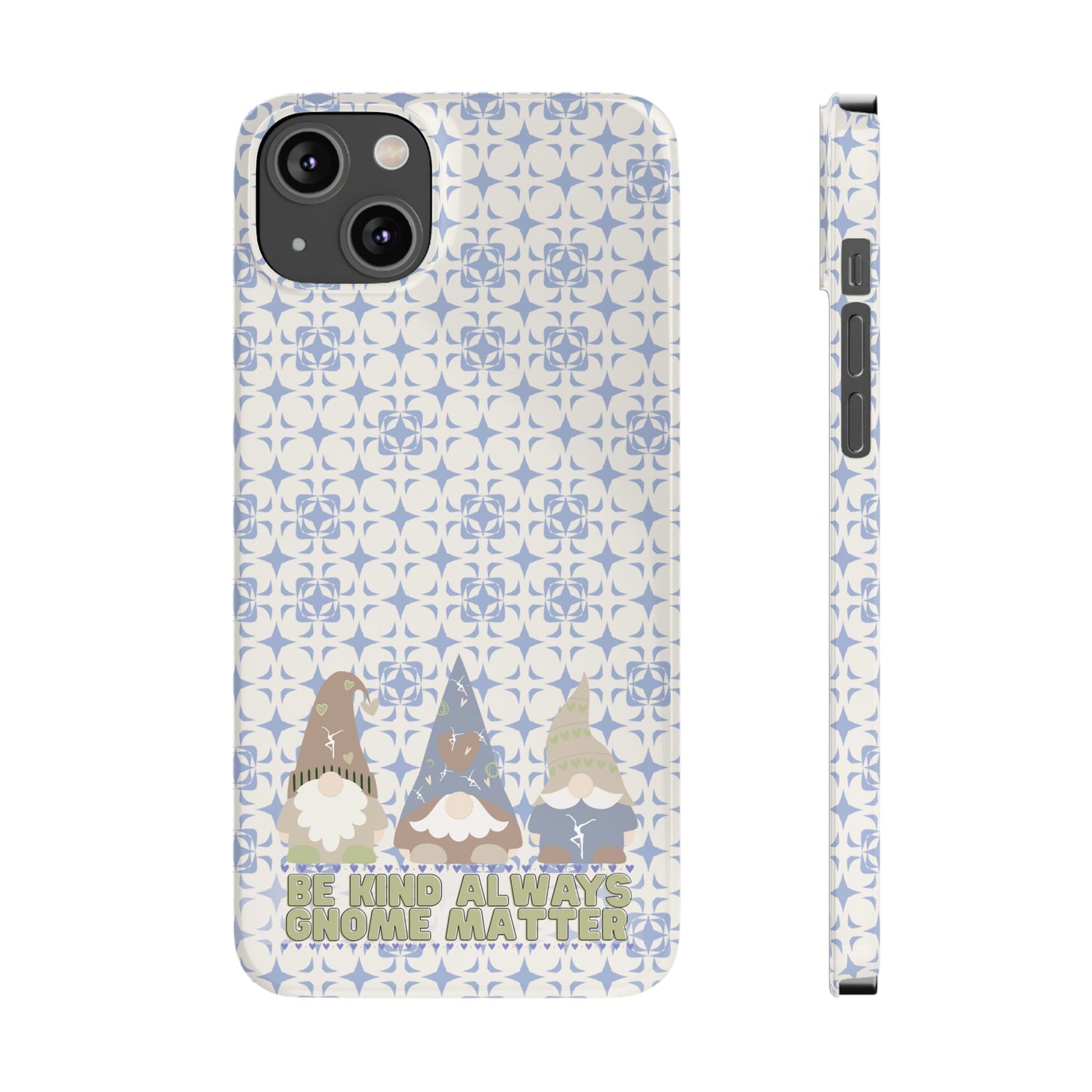 Slim Phone Case - dmb - gnomes - kindness - be kind always - blue - green - pastel - fits most iphone models