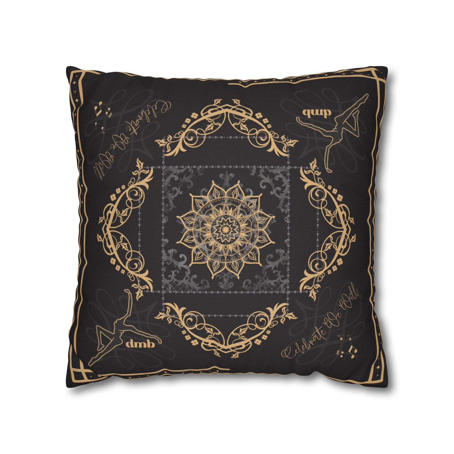 Square Pillow Case - *pillow not included - dmb - black gold - celebrate we will