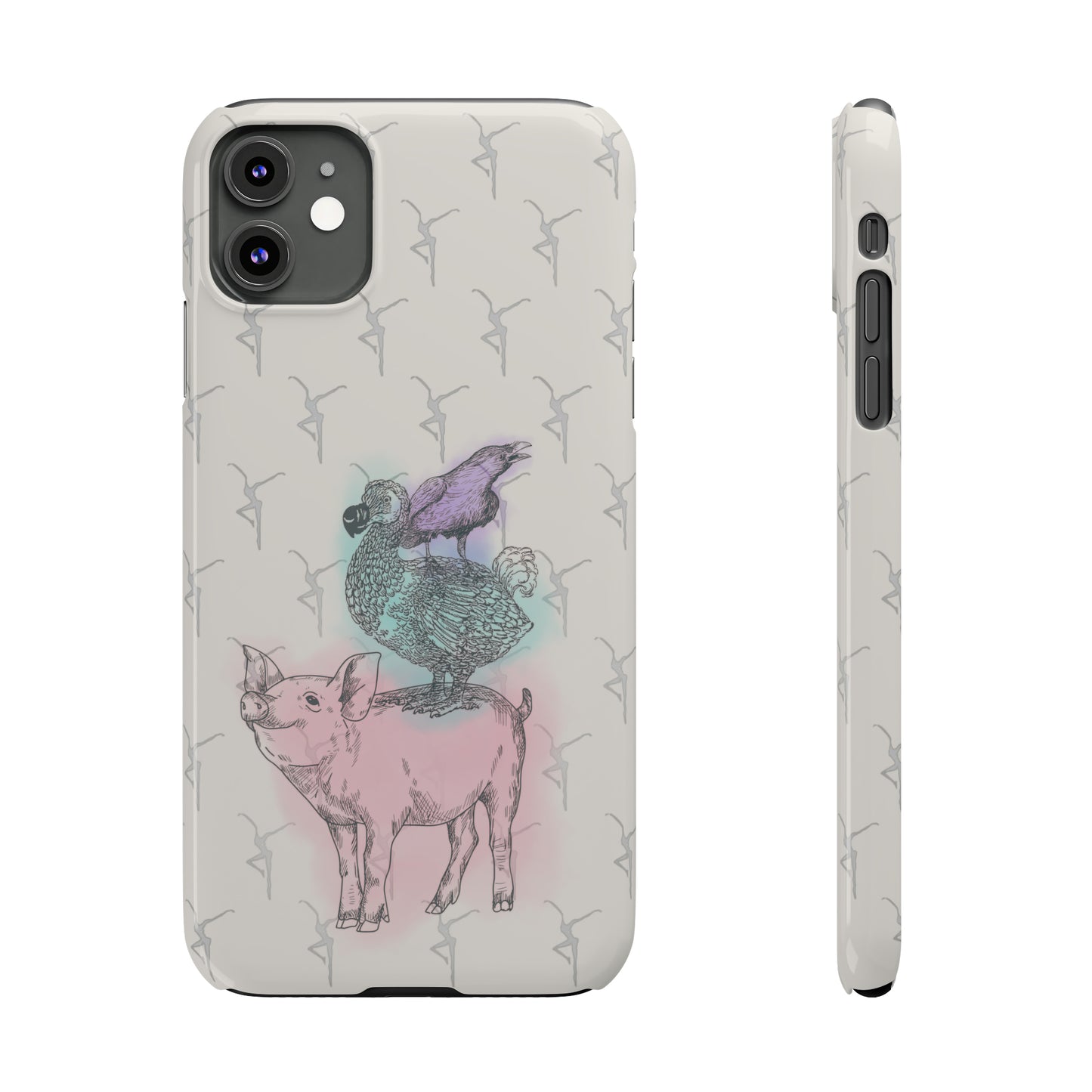 Slim Phone Case - dmb - fd - pig - dodo - raven - watercolor - ivory