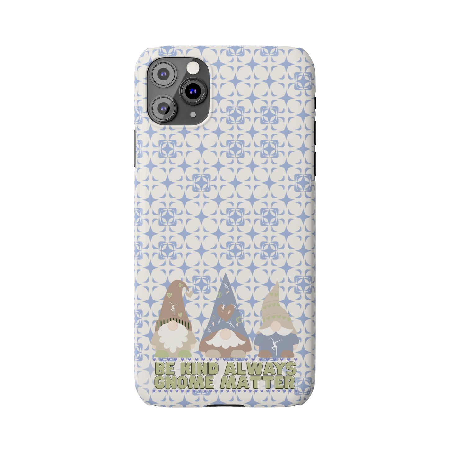 Slim Phone Case - dmb - gnomes - kindness - be kind always - blue - green - pastel - fits most iphone models