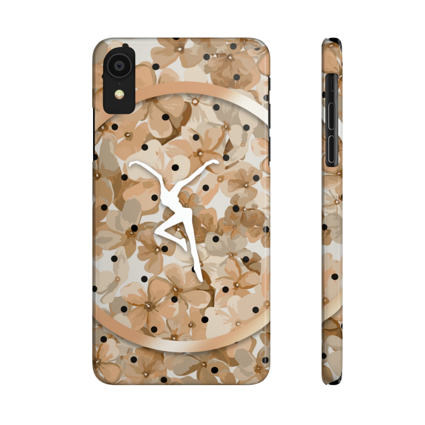 Slim Phone Case - iPhone - dmb - design13 - fd - beige - flowers - polka dots