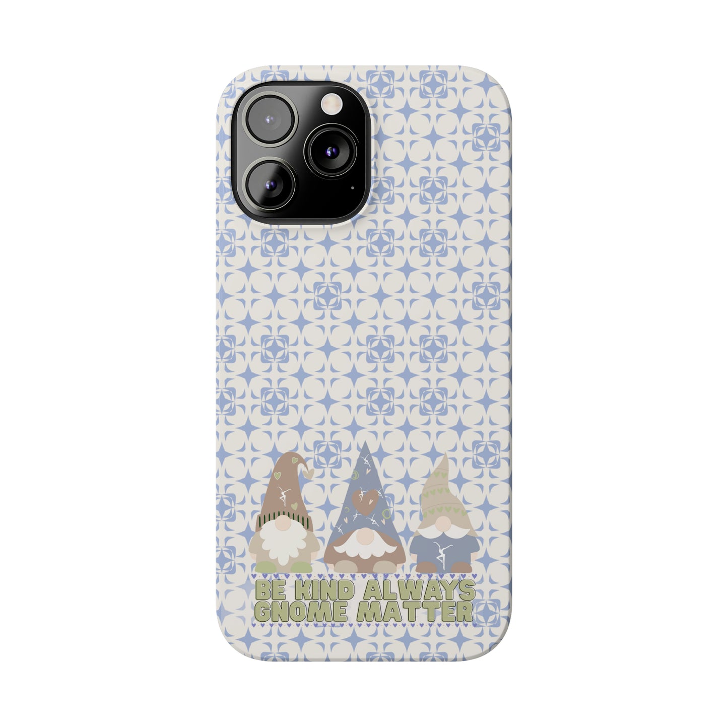 Slim Phone Case - dmb - gnomes - kindness - be kind always - blue - green - pastel - fits most iphone models