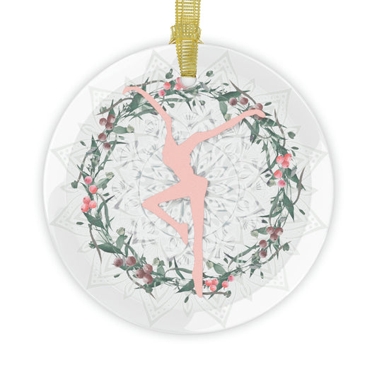 glass ornament -- DMB -- fd -- berry wreath -- green and pink