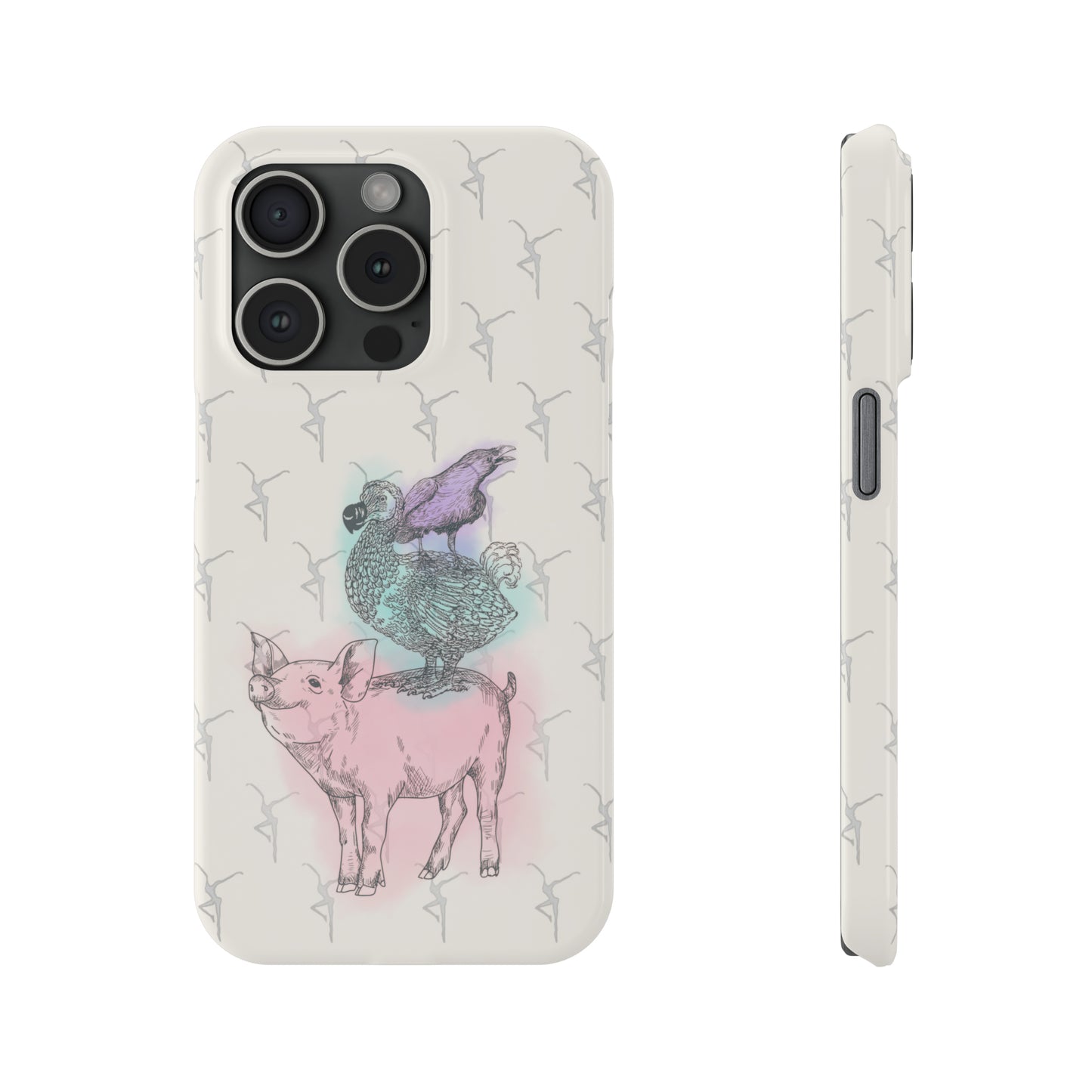 Slim Phone Case - dmb - fd - pig - dodo - raven - watercolor - ivory