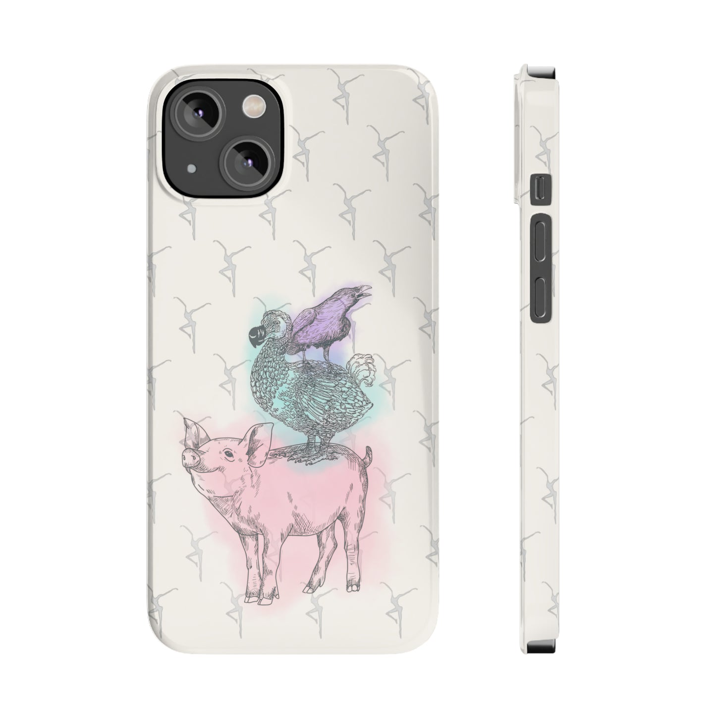 Slim Phone Case - dmb - fd - pig - dodo - raven - watercolor - ivory