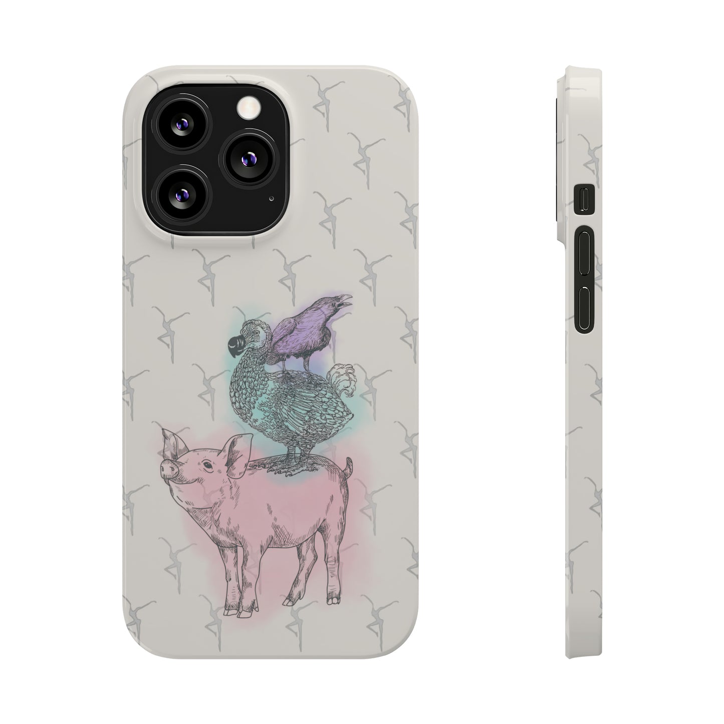 Slim Phone Case - dmb - fd - pig - dodo - raven - watercolor - ivory