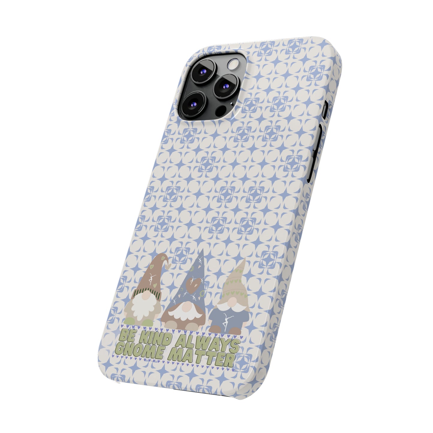 Slim Phone Case - dmb - gnomes - kindness - be kind always - blue - green - pastel - fits most iphone models