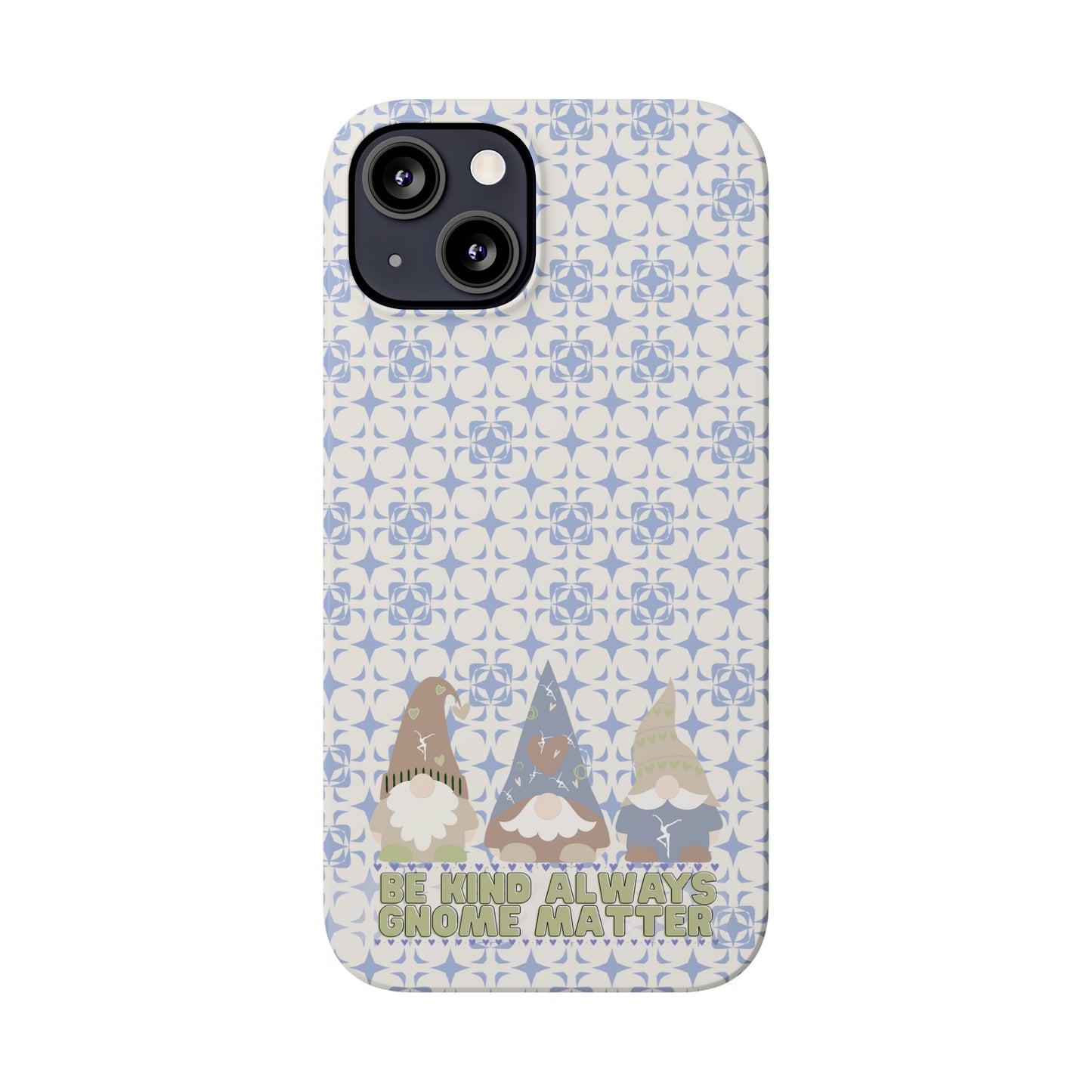 Slim Phone Case - dmb - gnomes - kindness - be kind always - blue - green - pastel - fits most iphone models