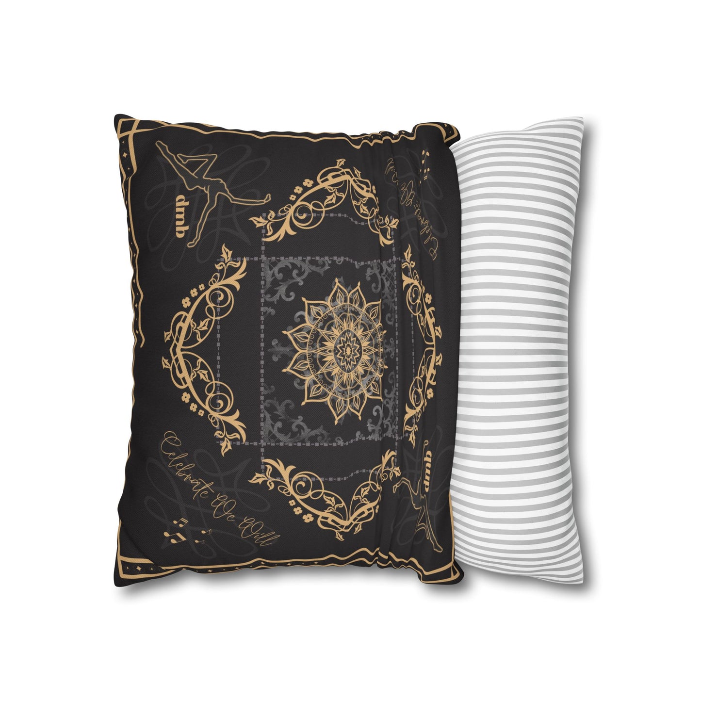 Square Pillow Case - *pillow not included - dmb - black gold - celebrate we will