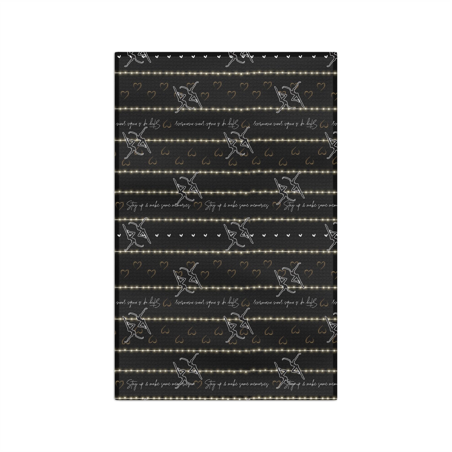 soft tea towel -- DMB -- stay up -- black/white/gold