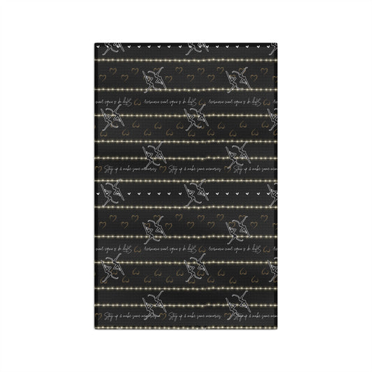 soft tea towel -- DMB -- stay up -- black/white/gold