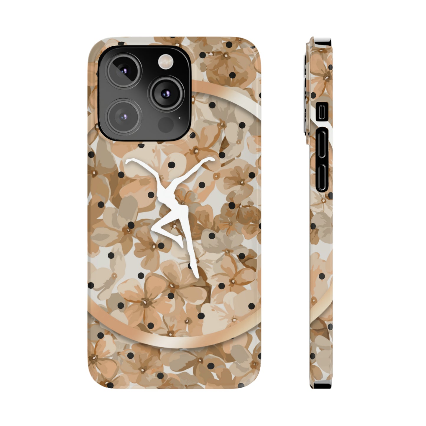 Slim Phone Case - iPhone - dmb - design13 - fd - beige - flowers - polka dots