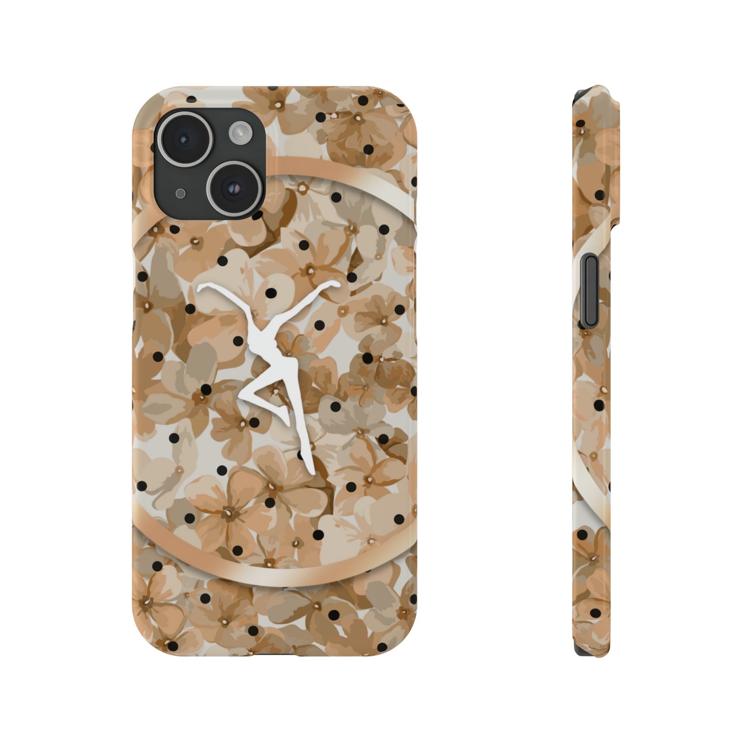 Slim Phone Case - iPhone - dmb - design13 - fd - beige - flowers - polka dots