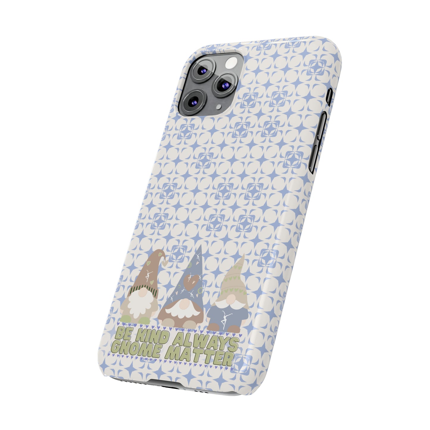 Slim Phone Case - dmb - gnomes - kindness - be kind always - blue - green - pastel - fits most iphone models