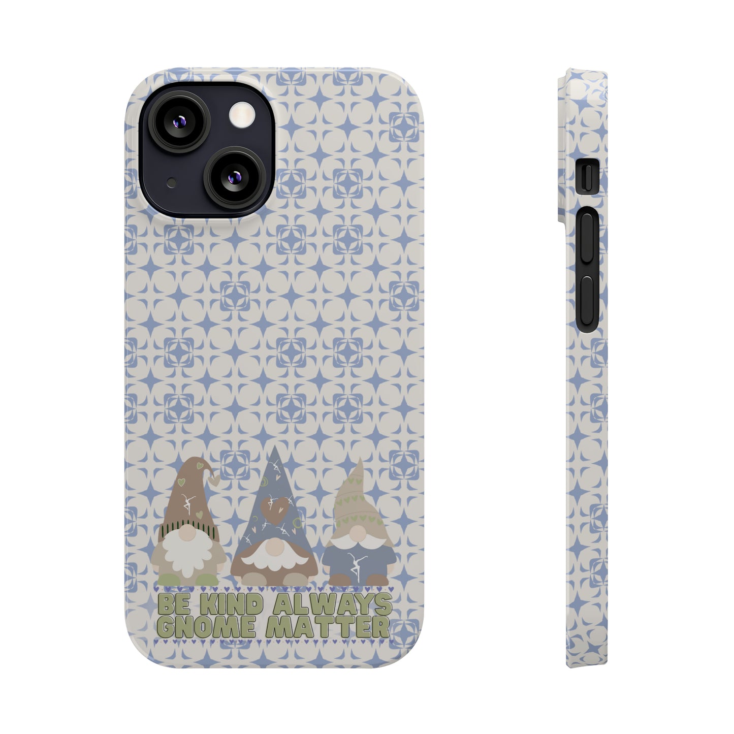 Slim Phone Case - dmb - gnomes - kindness - be kind always - blue - green - pastel - fits most iphone models