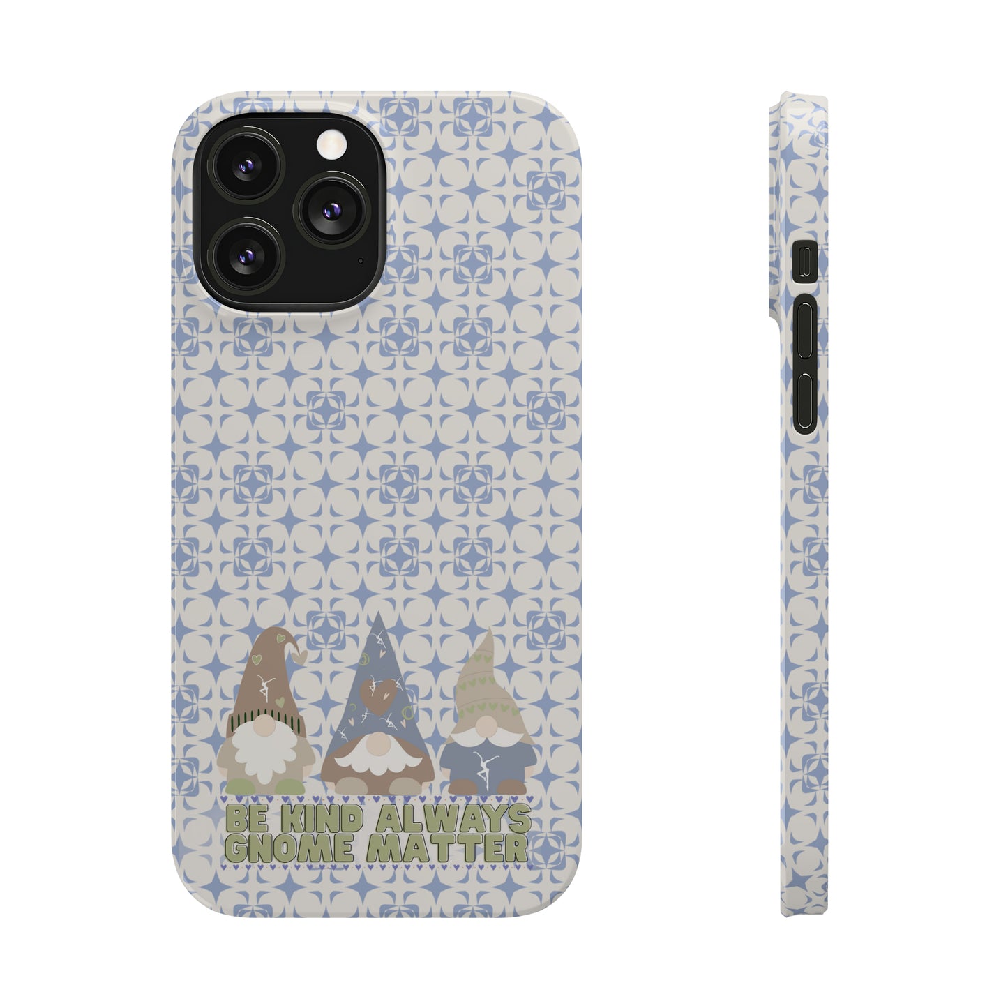 Slim Phone Case - dmb - gnomes - kindness - be kind always - blue - green - pastel - fits most iphone models