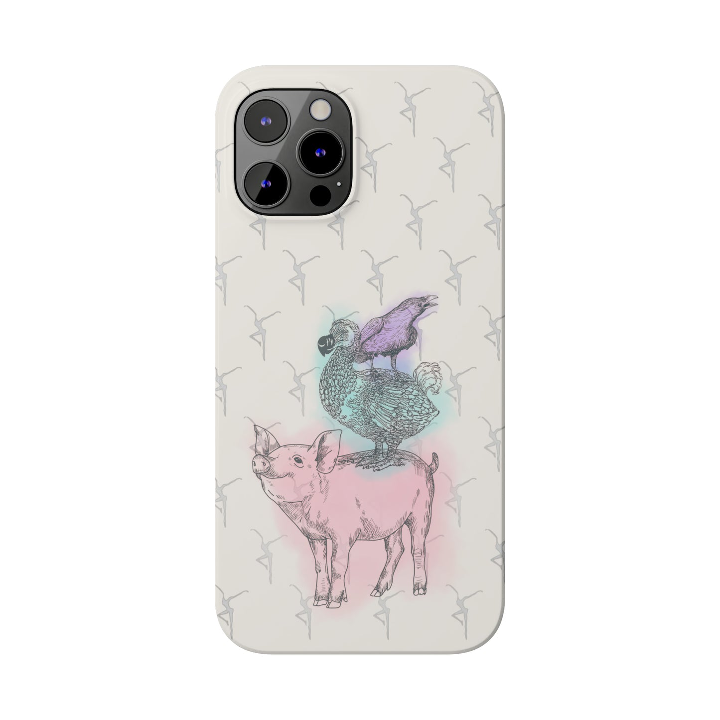 Slim Phone Case - dmb - fd - pig - dodo - raven - watercolor - ivory