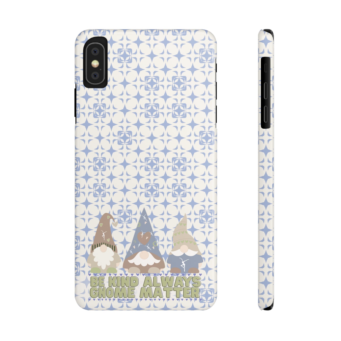 Slim Phone Case - dmb - gnomes - kindness - be kind always - blue - green - pastel - fits most iphone models