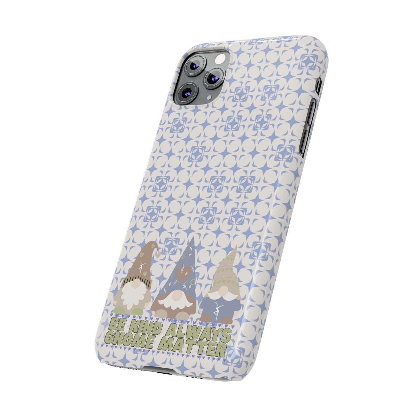 Slim Phone Case - dmb - gnomes - kindness - be kind always - blue - green - pastel - fits most iphone models