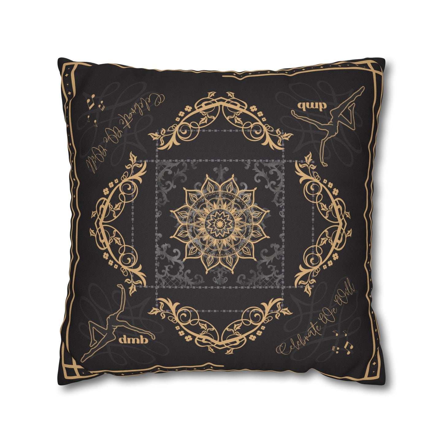 Square Pillow Case - *pillow not included - dmb - black gold - celebrate we will