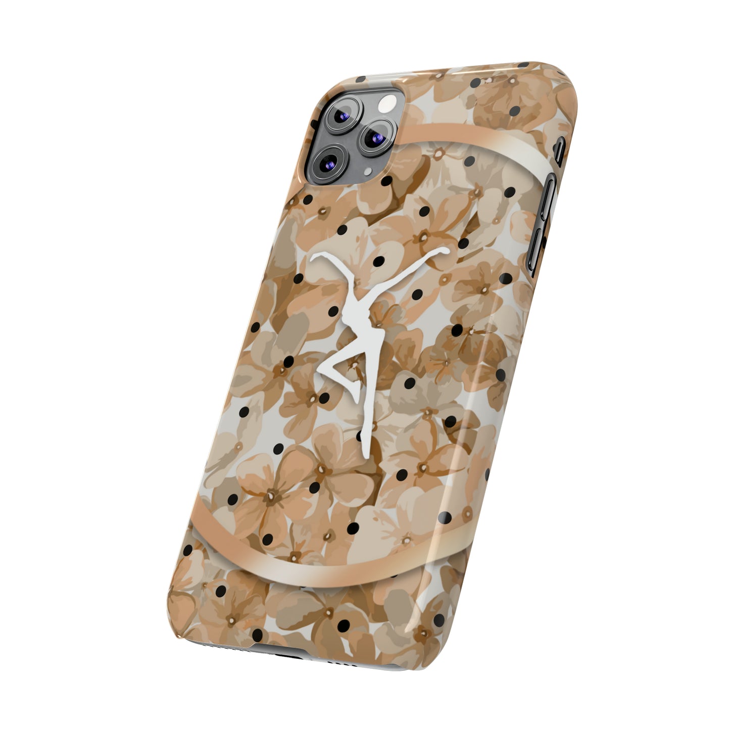 Slim Phone Case - iPhone - dmb - design13 - fd - beige - flowers - polka dots